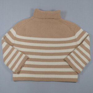 🧥 J.Crew Wool Cashmere Blend Striped Cropped Turtleneck Sweater Tan M